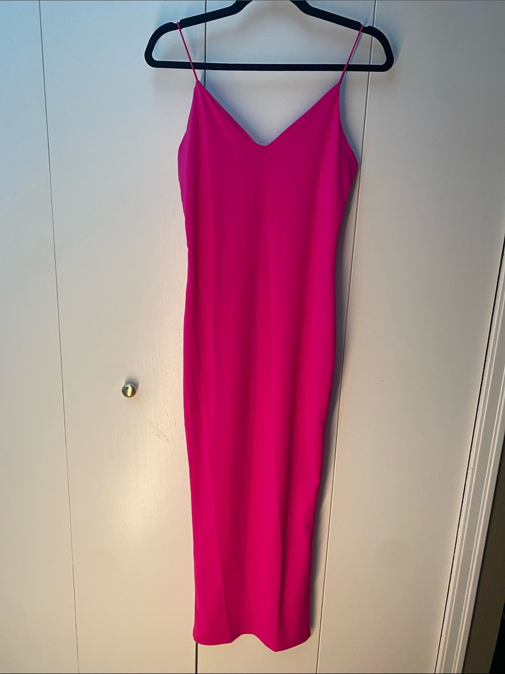 Women's Hot Pink Barbie Style Slip Midi Dress